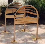 Bike rack with USS Maryland at Acton's Cove Park