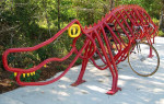 Alligator-shaped bike rack by Six Mile Slough Cypress Preserve