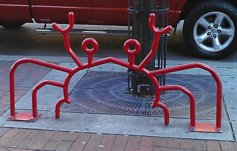 Bike rack in the shape of a crab in Baltimore, MD