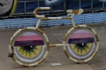 Bike rack with eyes on Euclid Ave.