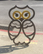 Owl-shaped bike rack by Los Altos Library