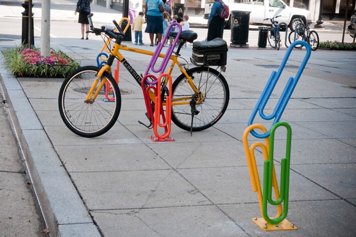 Colorful Paperclip Bike Racks on Pennsylvania Ave. - Washington, DC