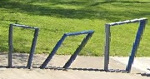 Rectangular-ish bike racks by Clark Park and Vernor Highway