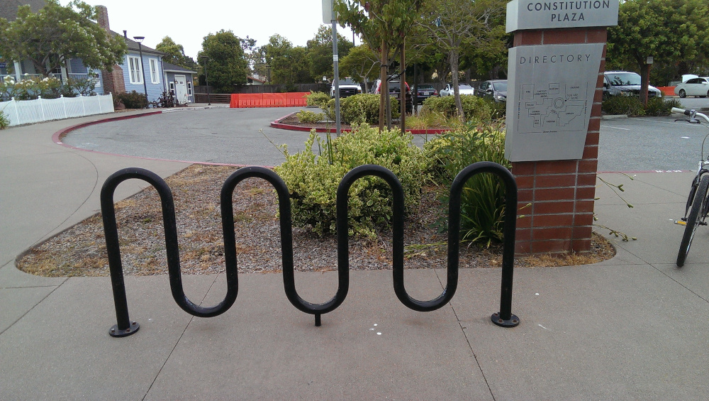 Bike rack in front of Millbrae Library