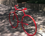 Bicycle-shaped bike rack by San Bruno City Park rec center